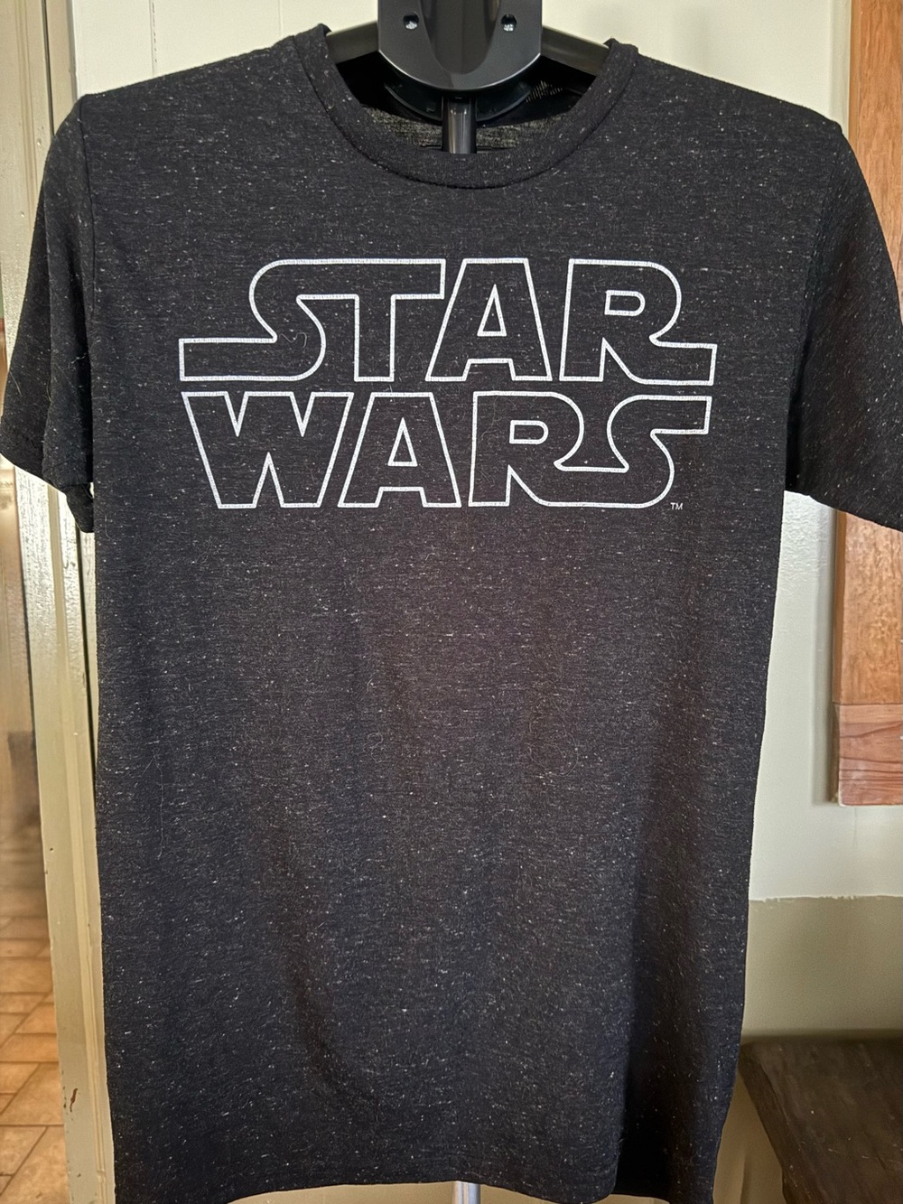 Star Wars Men's Black Heather Graphic Tee with White Logo - S - Very Good #73